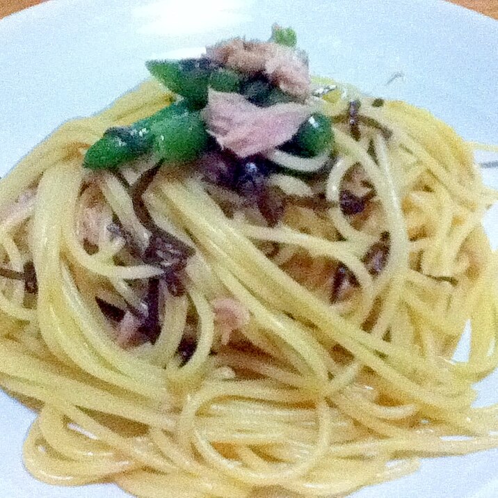 ツナと塩こんぶの和風スパゲッティ